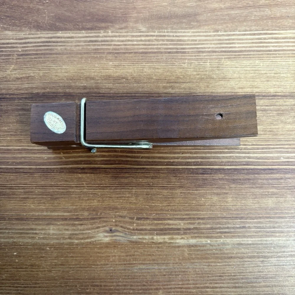 Vintage Benjor Solid Walnut Giant Clothespin Wall Clip Laundry Decor 7 Inch